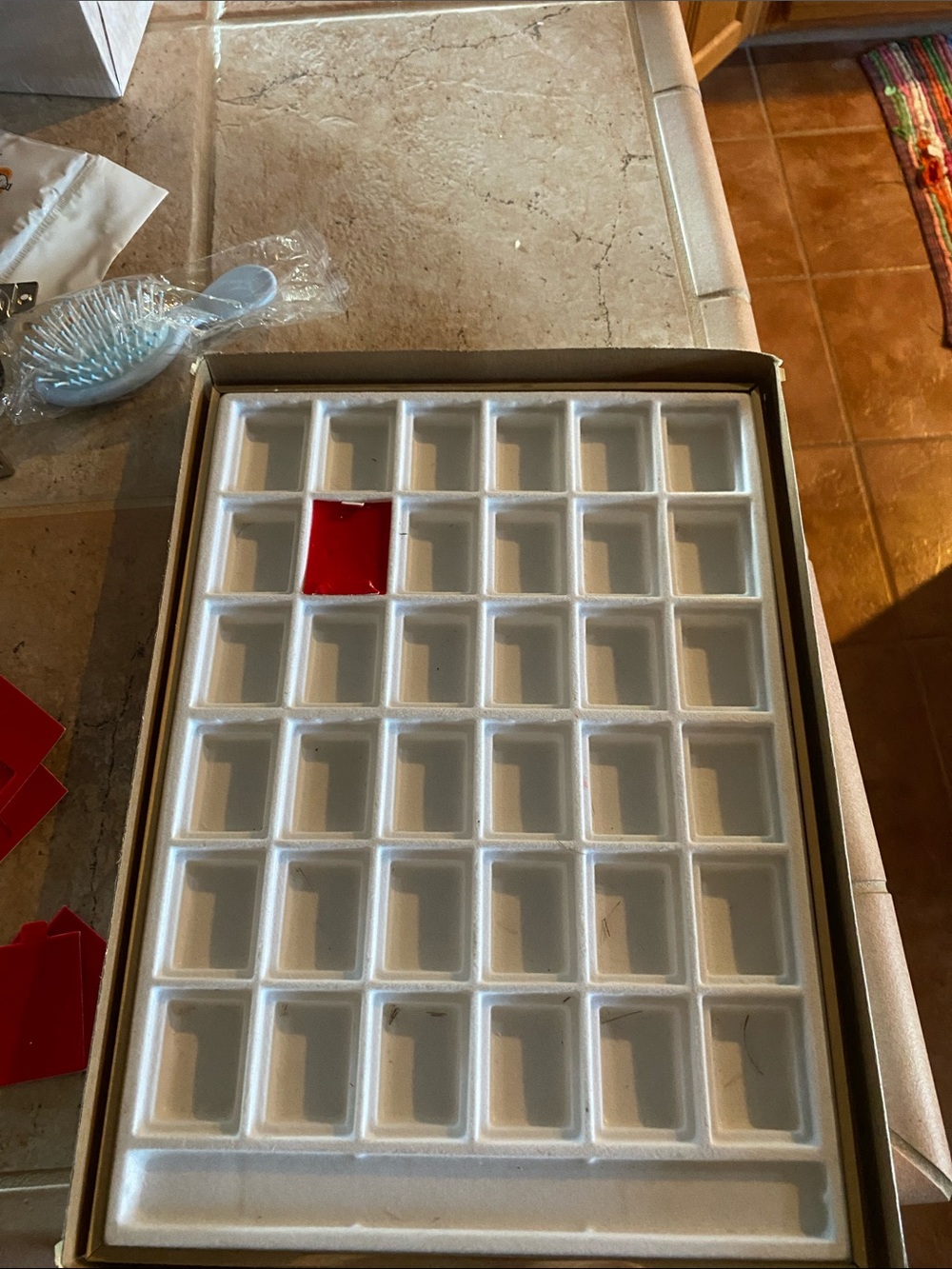White Jewelry Organizer Tray with Red Divider Insert